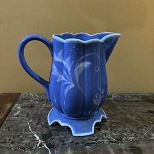Hallmark‎ Kimberly Hodges Blue and White Ceramic Beverage Server  Pitcher